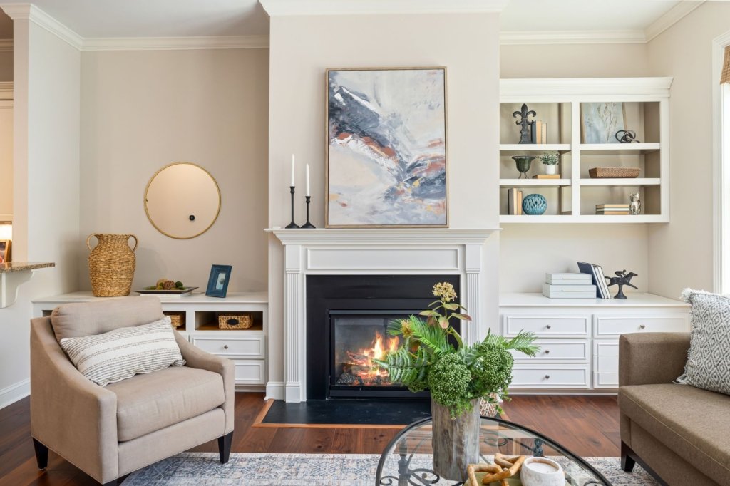 modern farmhouse living room fireplace